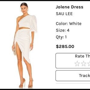 Sau Lee Jolene Dress - White One-Shoulder Cotton NWT